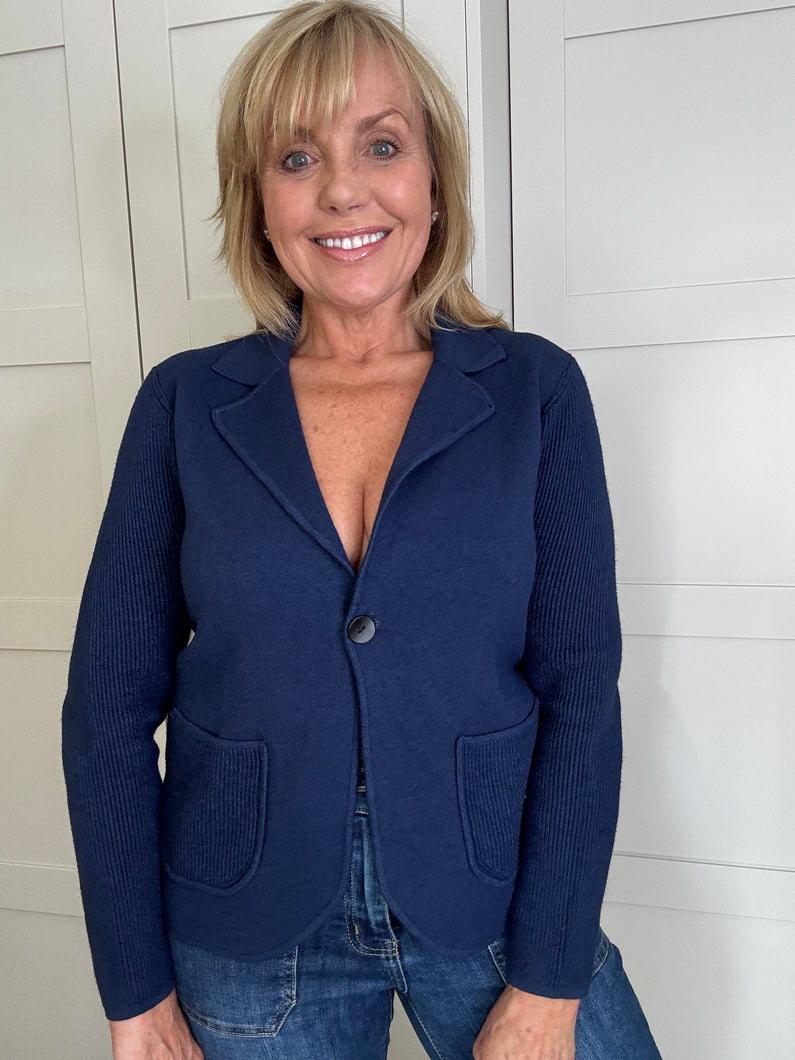 Knit Blazer - Navy