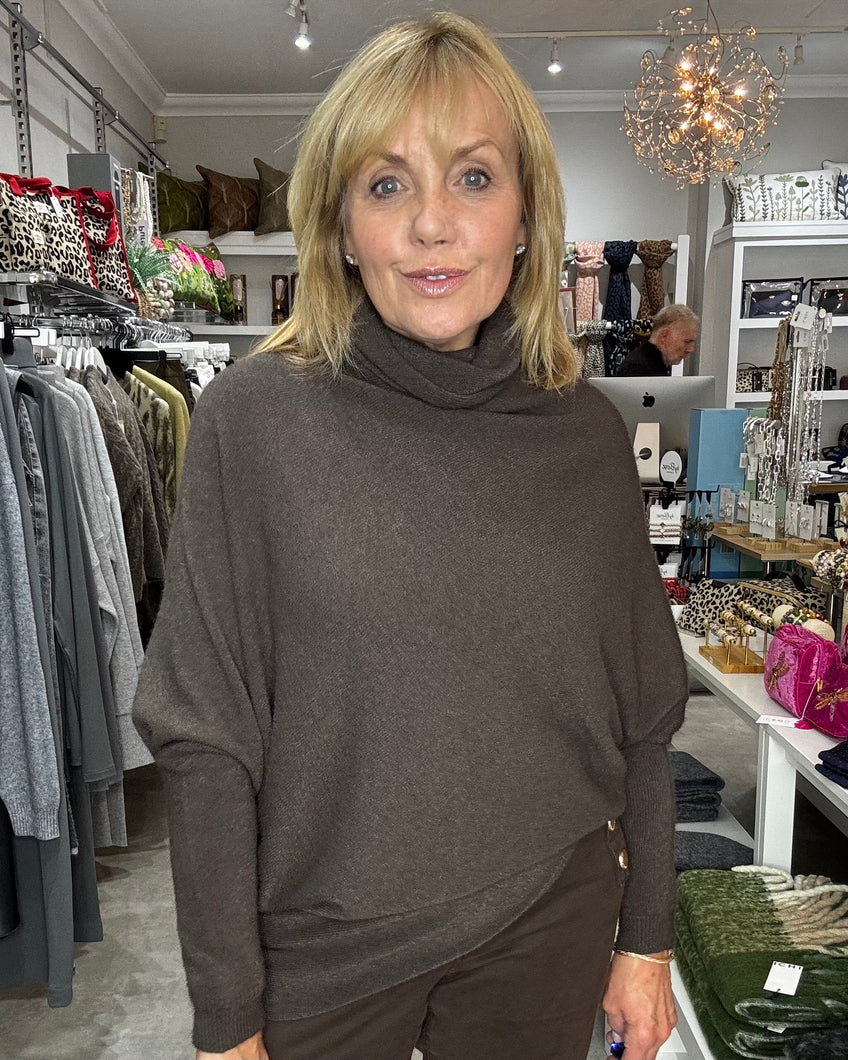 Supersoft Rachel Aysymmetric Jumper - Chocolate