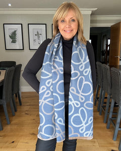 Malissa J Reversible Pattern Scarf - Blue/Grey