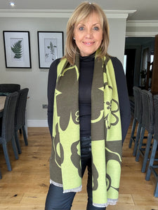 Malissa J Reversible Scarf - Khaki/Lime