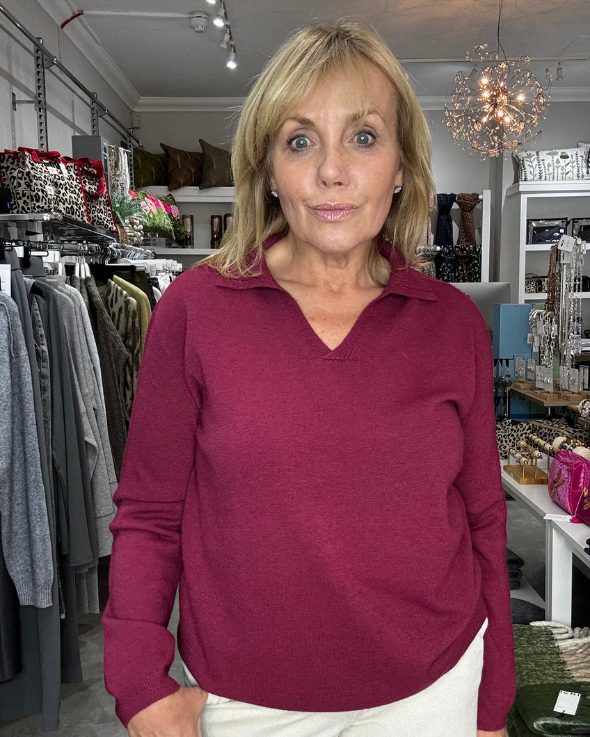 Erin Supersoft Collar  Jumper - Burgundy