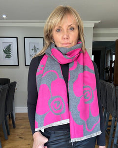 Malissa J Reversible Scarf - Pink/Grey