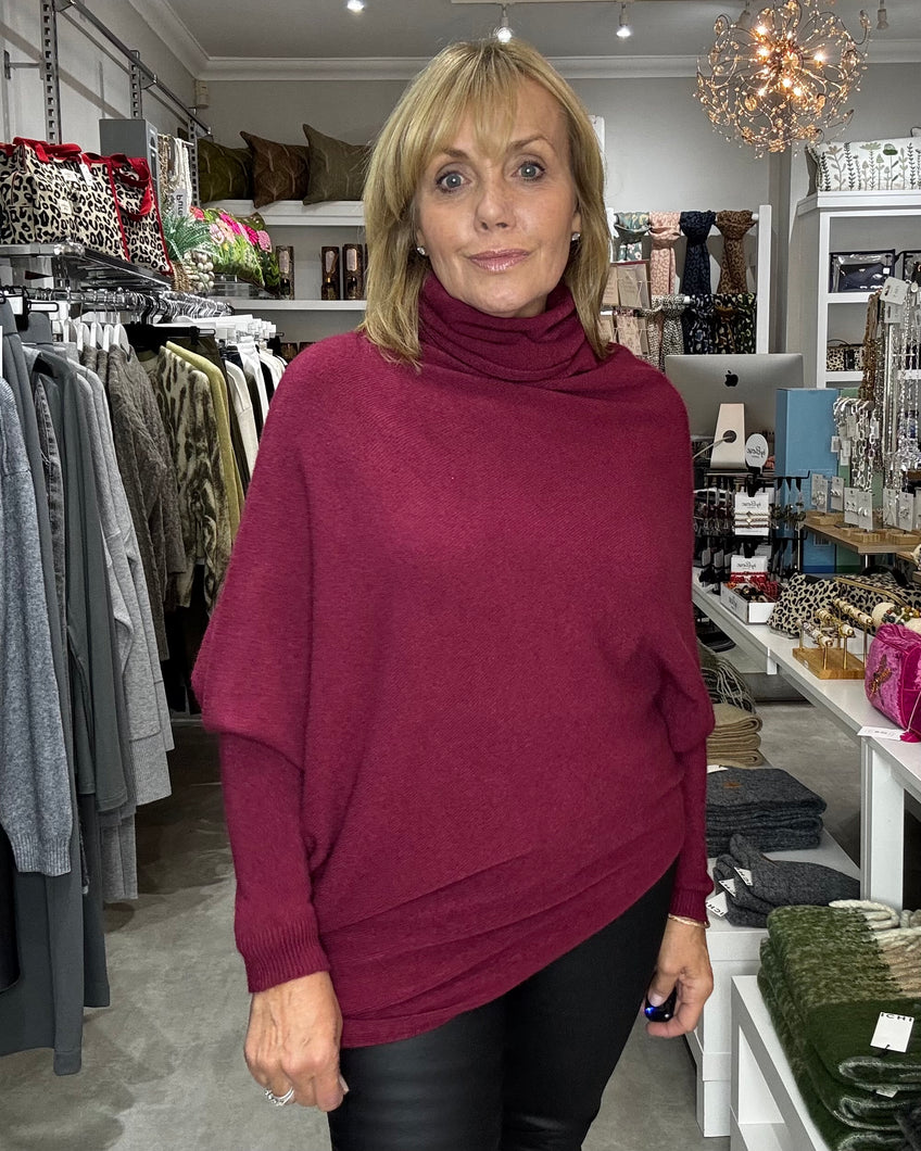Supersoft Rachel Aysymmetric Jumper - Burgundy