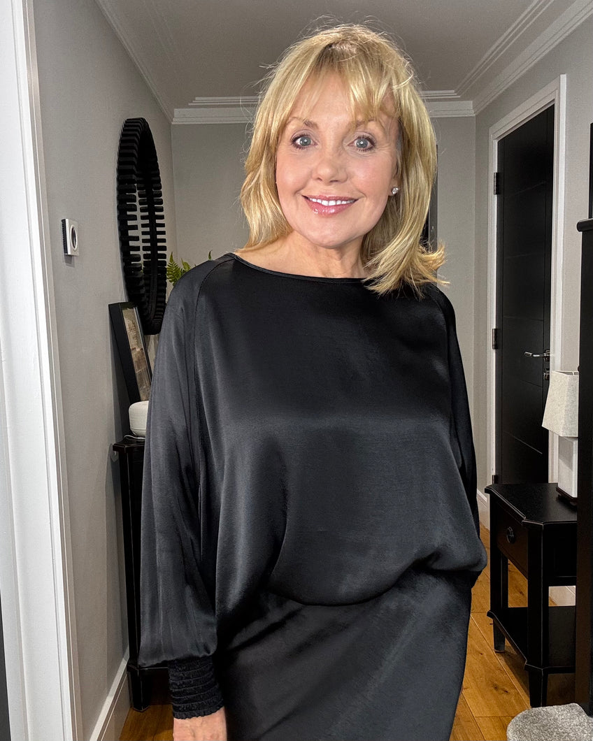 Sofia Satin Top - Black