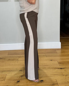 Gabby Contrast Stripe Trouser - Brown/Beige