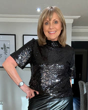 Load image into Gallery viewer, Yest Philomena Sequin Top - Black