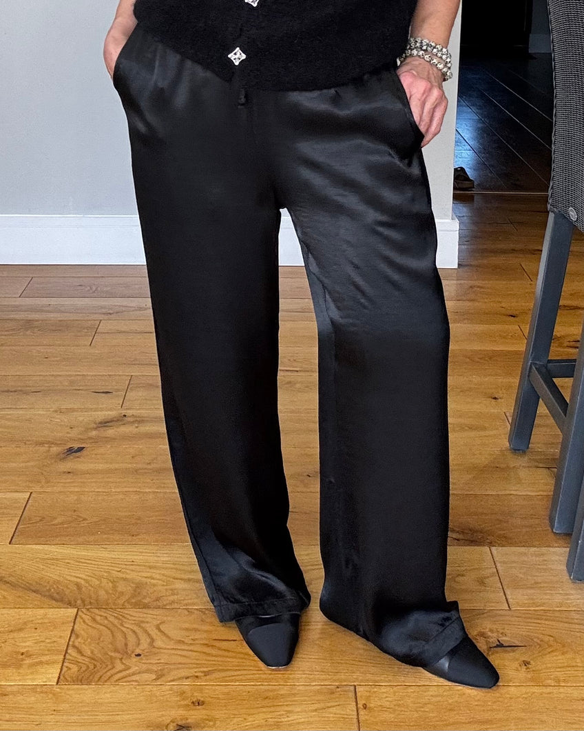 Grace Satin Trouser - Black