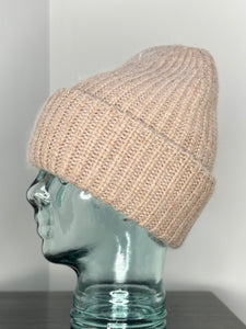 Ribbed Cashmere & Angora Beanie Hat - Mocca