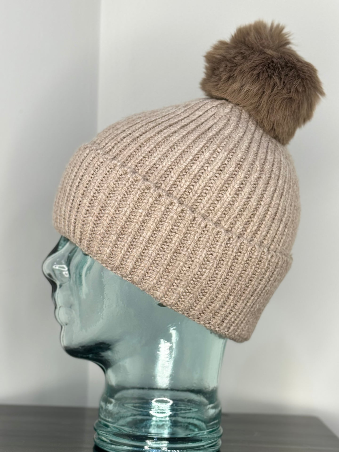 Cashmere & Angora Bobble Hat - Mocca