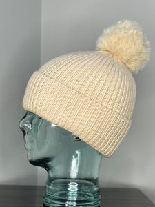 Cashmere & Angora Bobble Hat - Cream