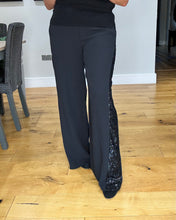 Load image into Gallery viewer, Gabby Sequin  Contrast Stripe Trouser - Black