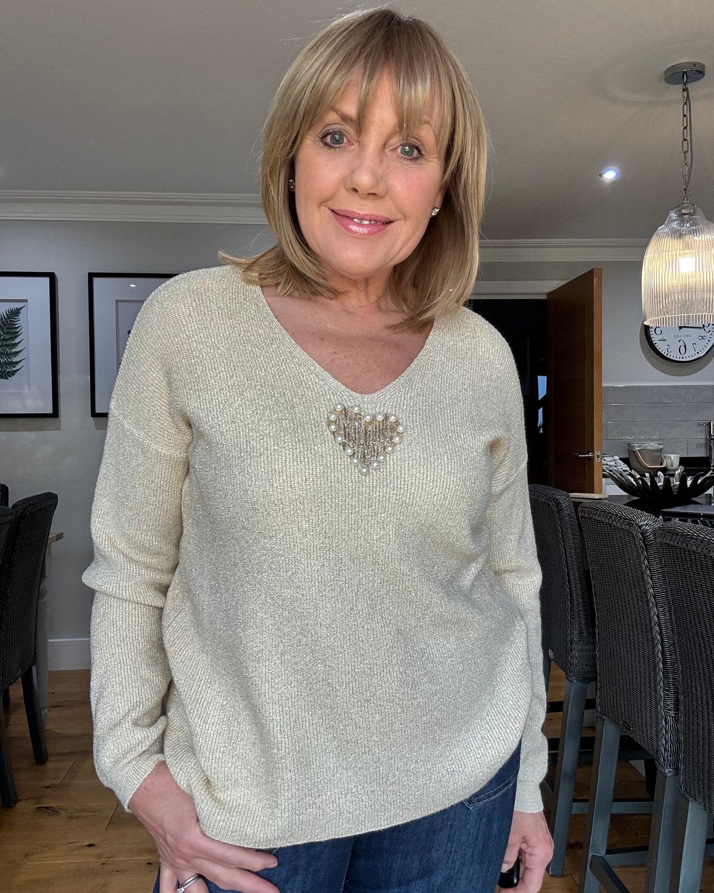 Metallic Knit Jumper - Gold