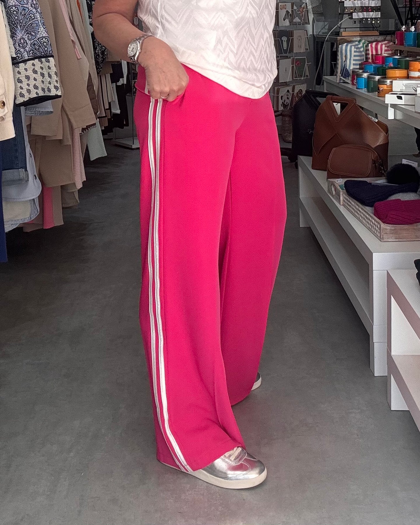 Laura Side Tape Trouser - Fuchsia