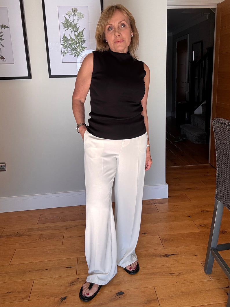 Jennifer  Crepe Trouser - Ecru