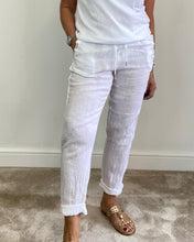 Load image into Gallery viewer, Side Stripe Linen Trouser - White