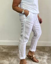 Load image into Gallery viewer, Side Stripe Linen Trouser - White