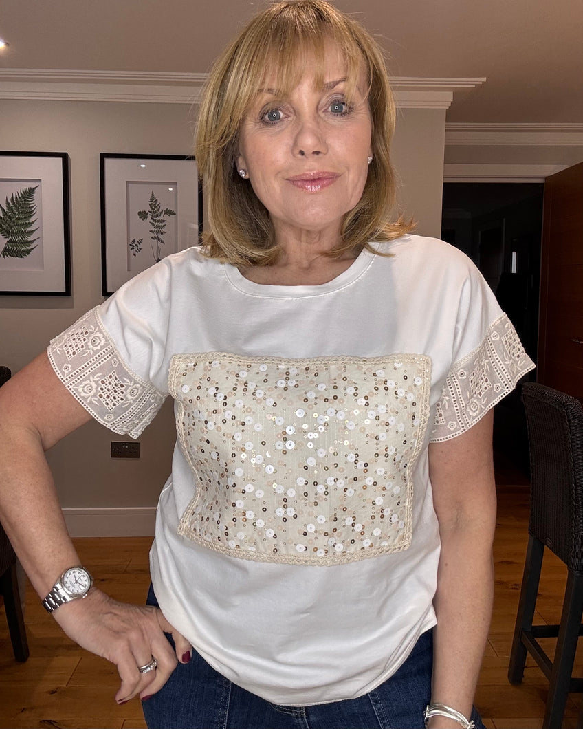 Sequin Panel T-Shirt