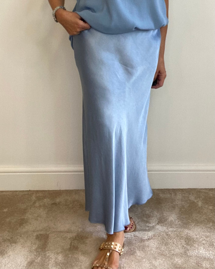 Mila Silky Slip Skirt - Blue