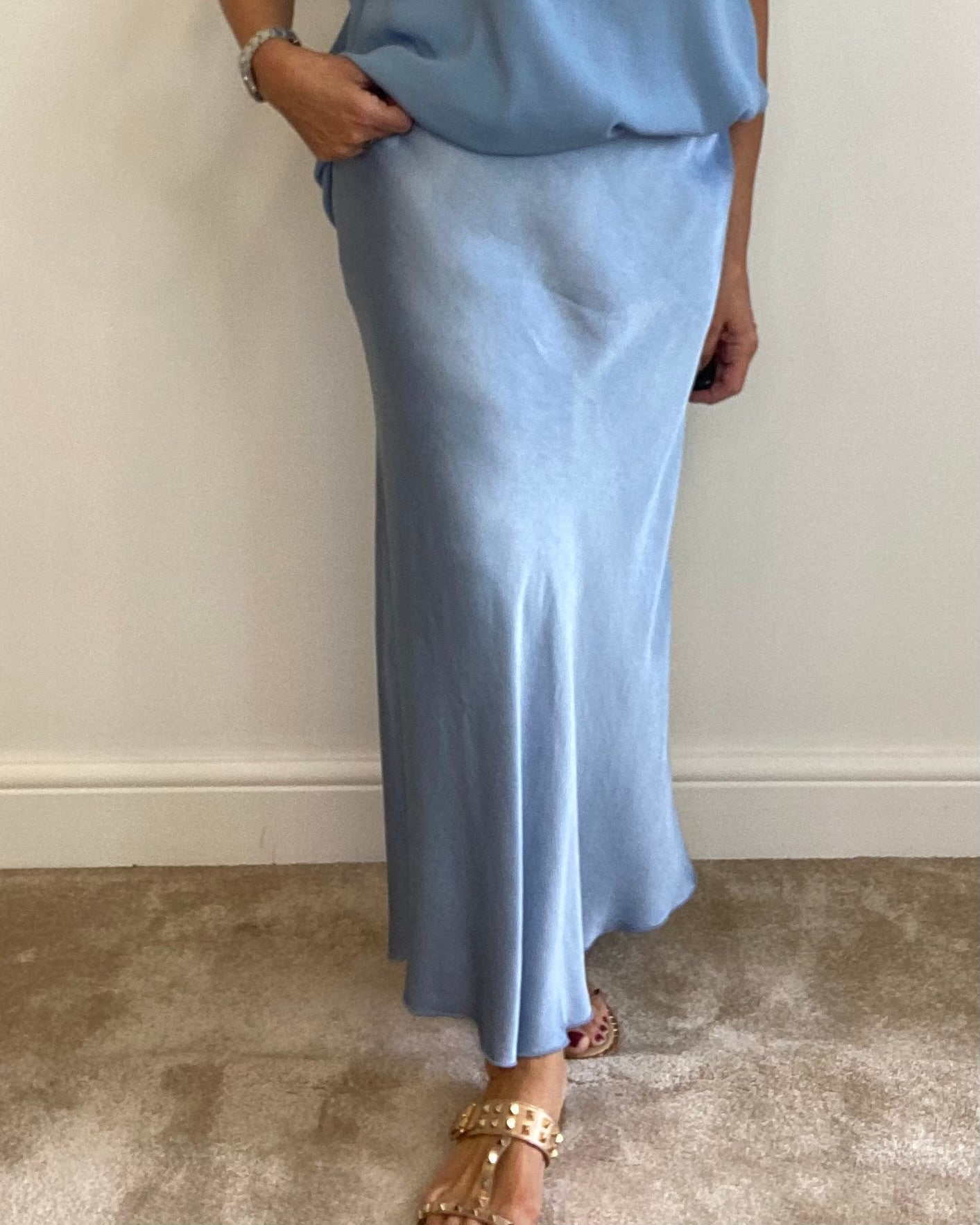 Mila Silky Slip Skirt - Blue