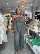 Load image into Gallery viewer, Lace Trim Linen Trouser -  Olive