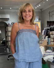 Load image into Gallery viewer, Lace Trim Linen Cami - Blue