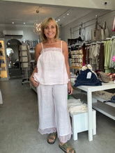 Load image into Gallery viewer, Lace Trim Linen Trouser -  Pale Pink