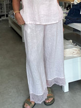 Load image into Gallery viewer, Lace Trim Linen Trouser -  Pale Pink