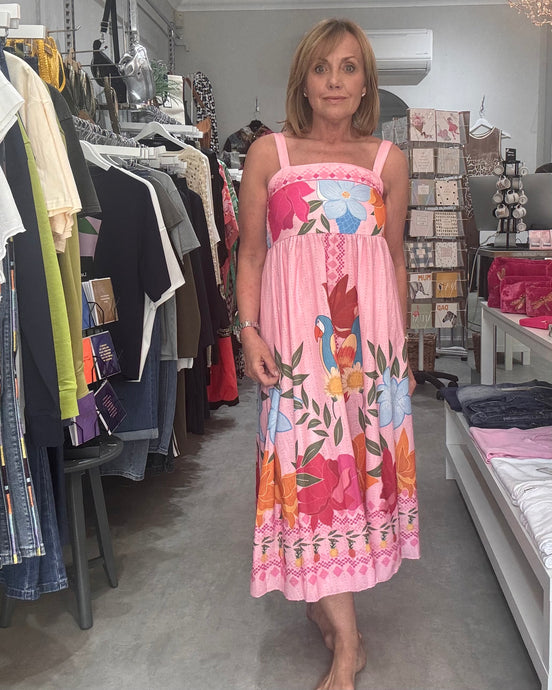 Tropical Print Dress - Pink