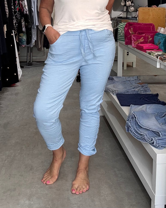 Diamante Rivet Magic Trouser - Blue