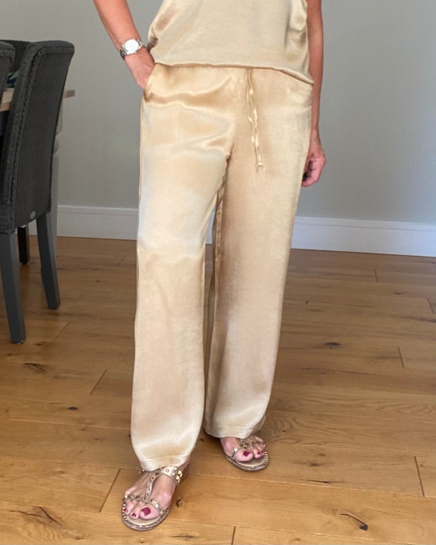 Grace - Satin Palazzo Trouser - Gold