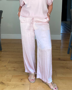 Grace - Satin Palazzo Trouser - Pink