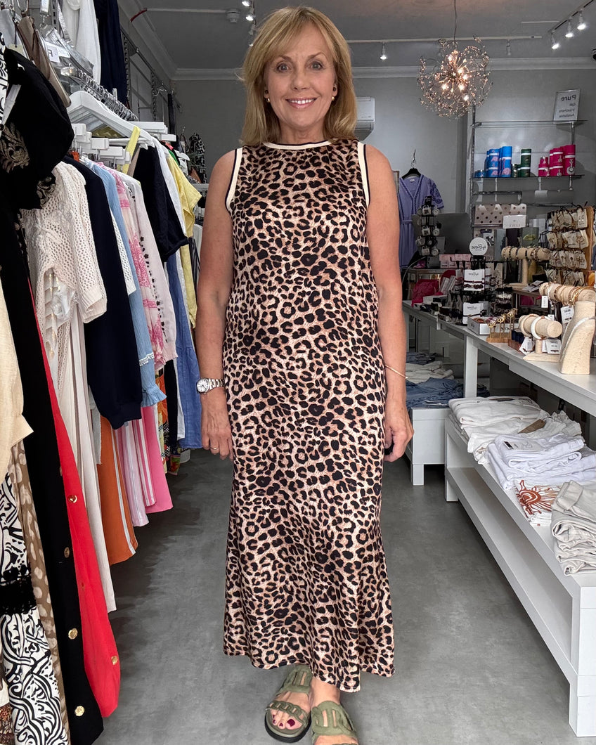 Leopard Print Maxi Shift Dress
