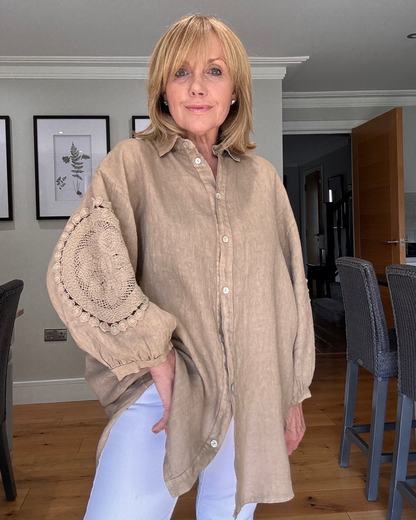 Cora Linen Shirt - Caramel