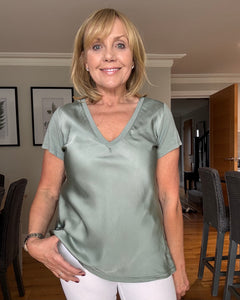 Kate Short Sleeve Silky Front Tee - 11 Colours