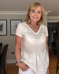 Kate Short Sleeve Silky Front Tee - 11 Colours