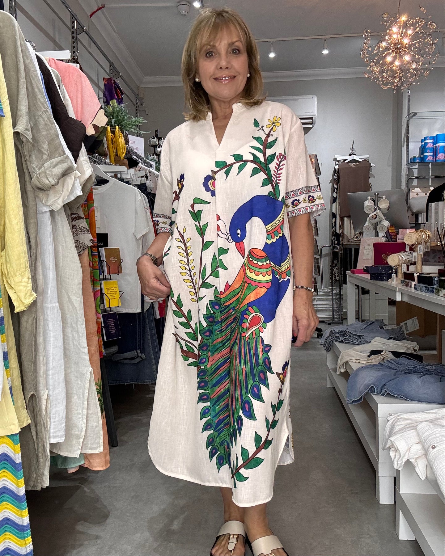 Peacock Print Dress