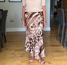 Load image into Gallery viewer, Animal Print Bias Cut Skirt - Brown/Beige