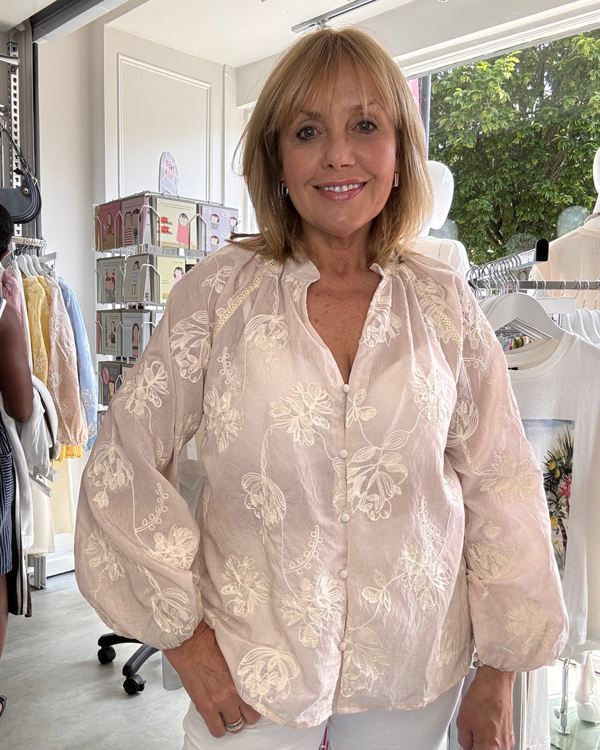 Zoe Embroidered Blouse - Natural