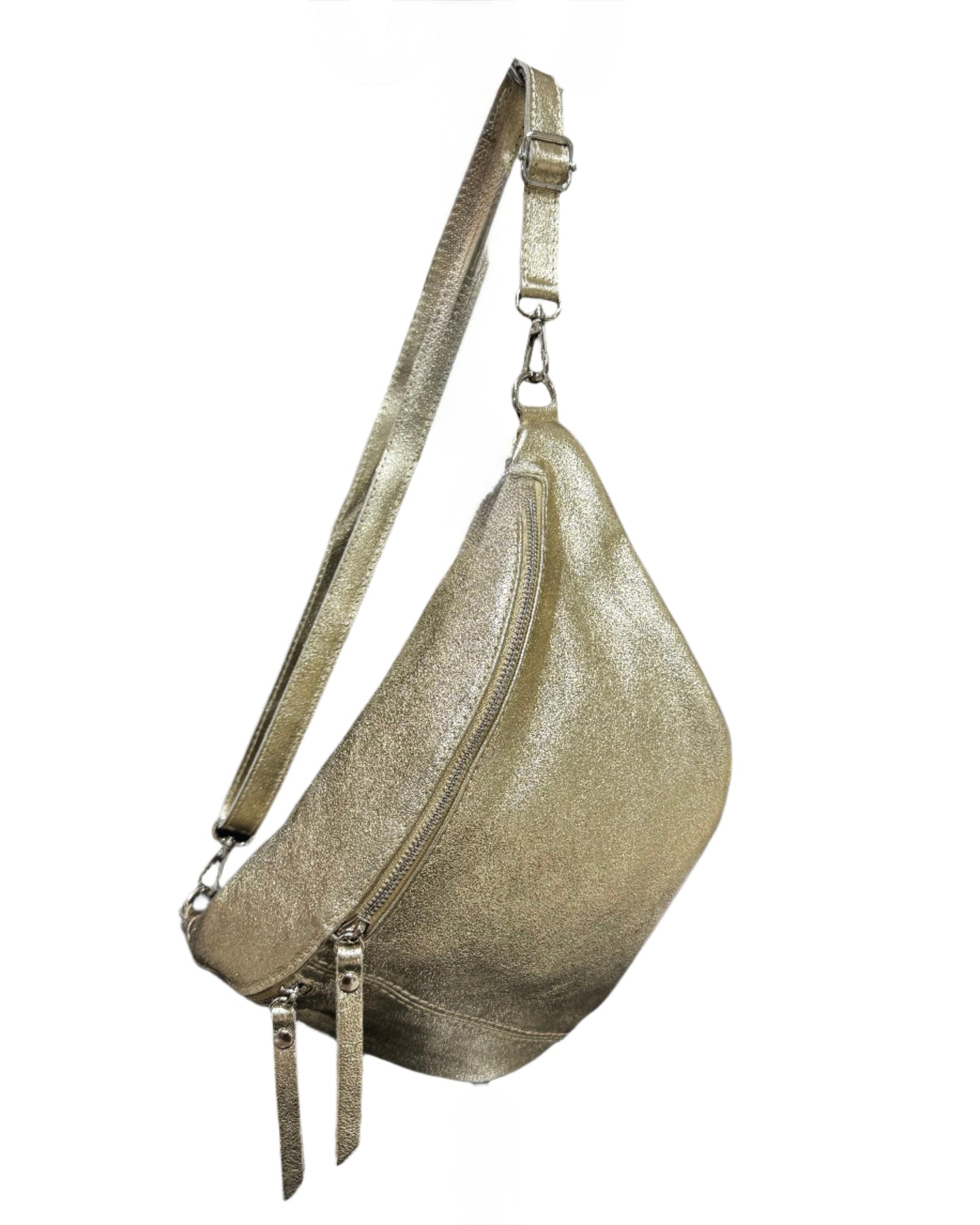 Large Leather Sling Bag - Gold