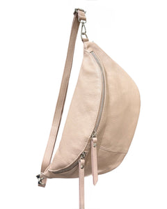 Large Leather Sling Bag - Nude