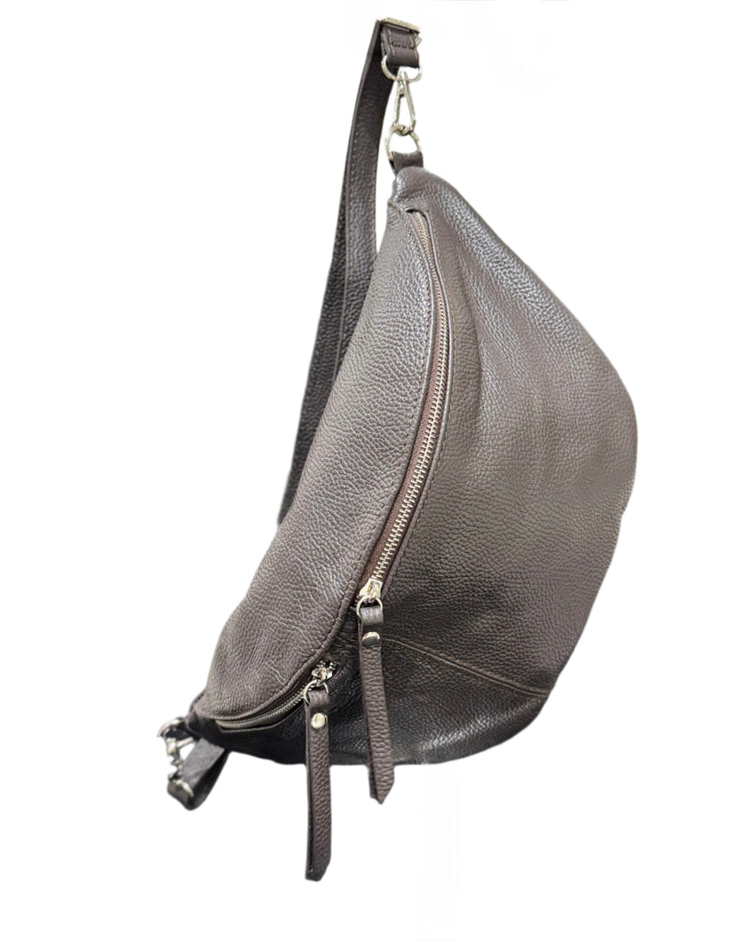 Large Leather Sling Bag - Brown