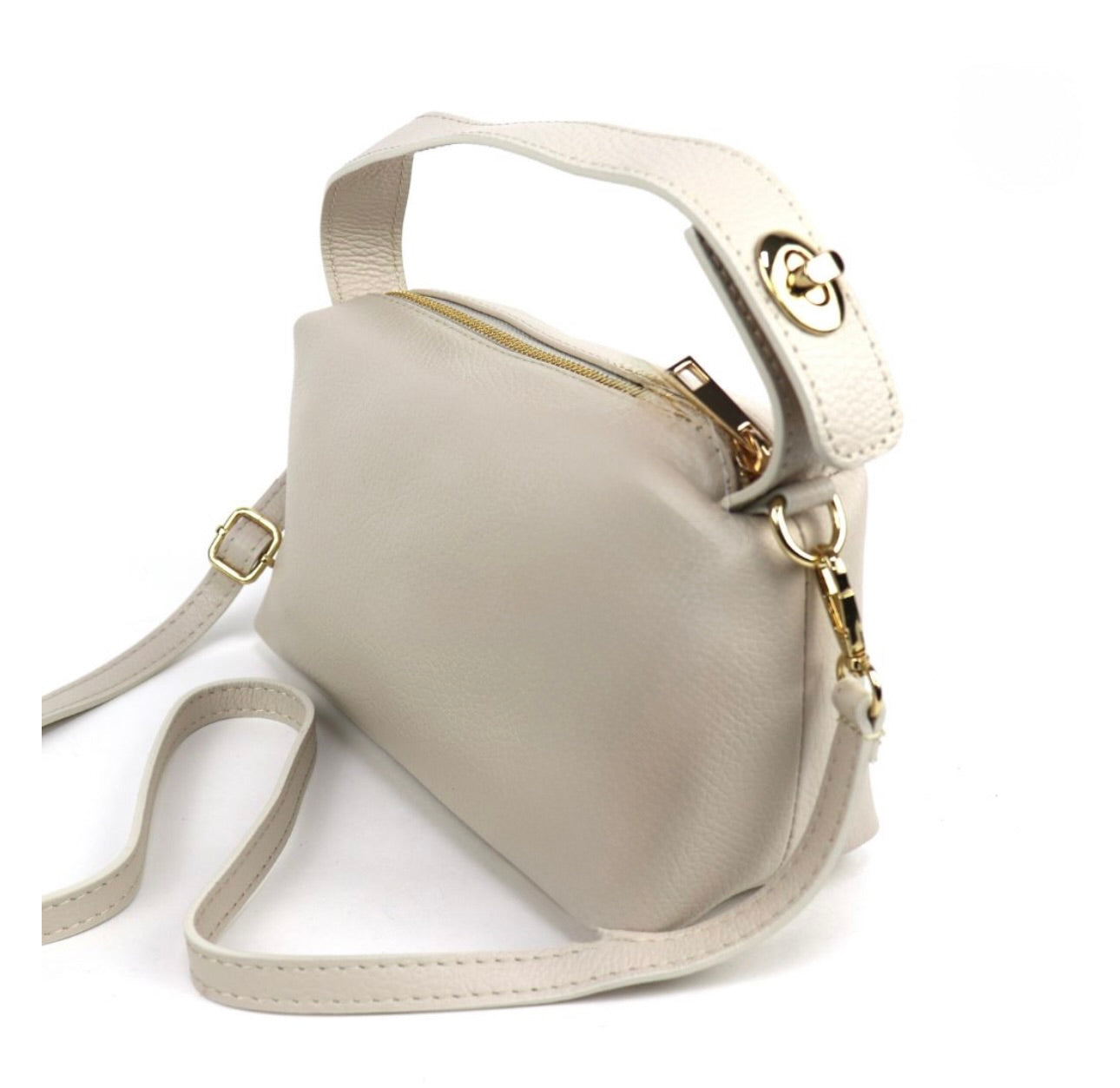 Top Handle Cross Body Bag - Cream