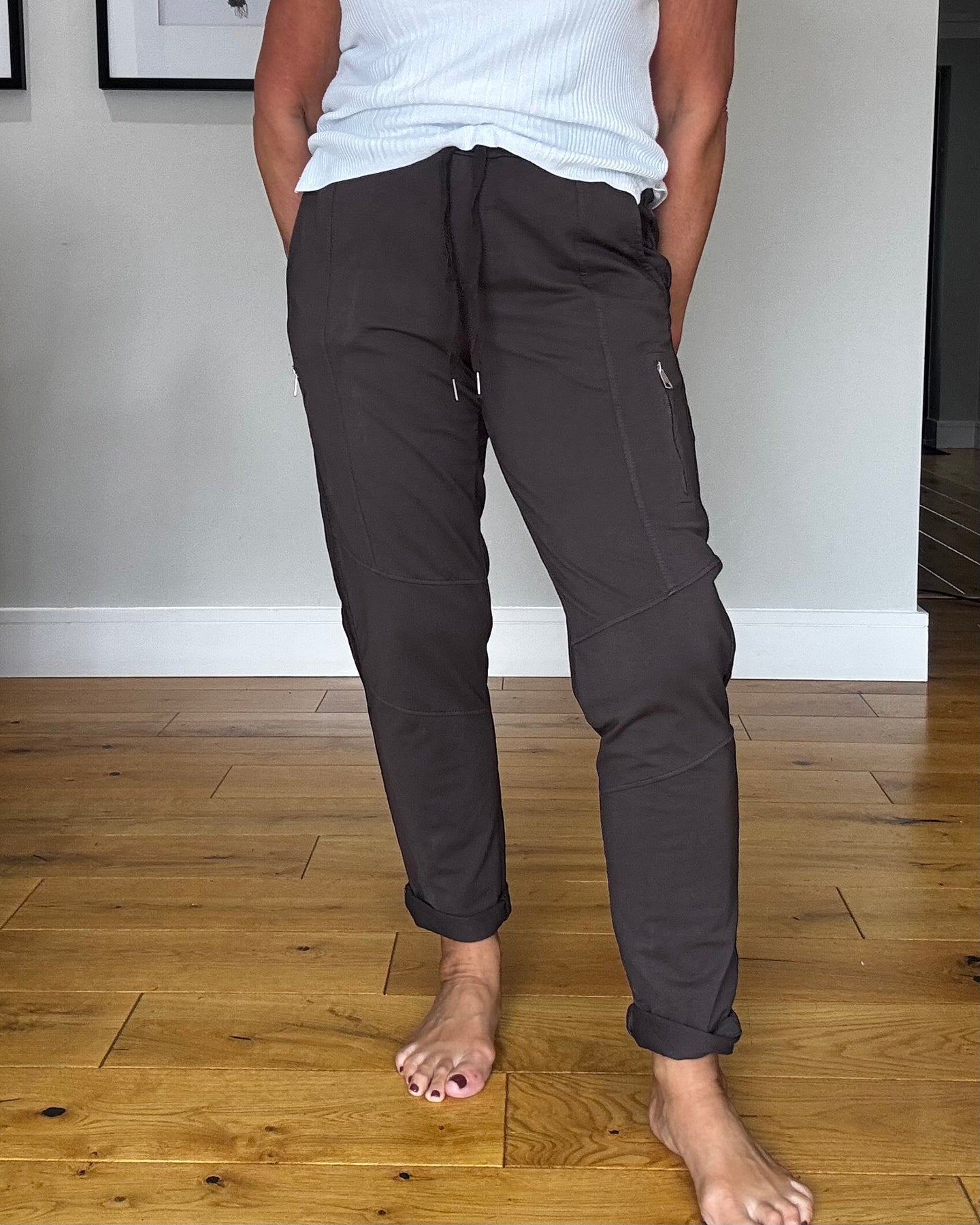 Carey Double Zip Jogger - Brown