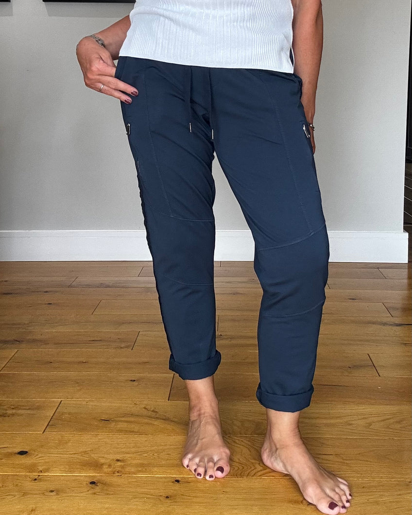 Carey Double Zip Jogger - Navy