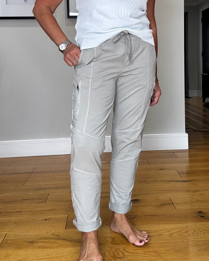 Carey Double Zip Jogger - Stone