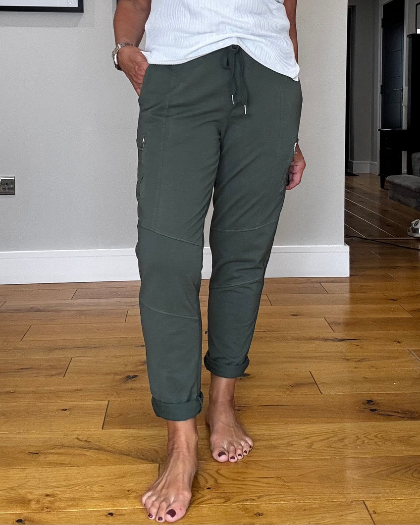 Carey Double Zip Jogger - Khaki