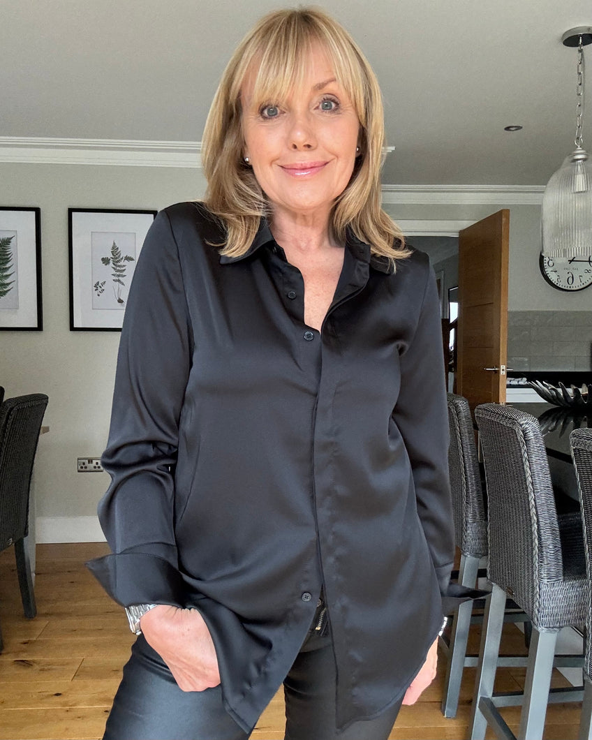 Léa Satin Shirt - Black