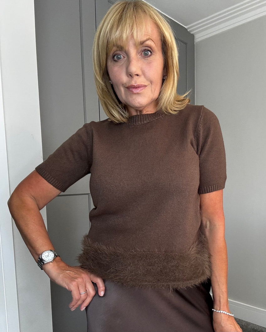 Ruby Fluffy Hem Jumper - Chocolate