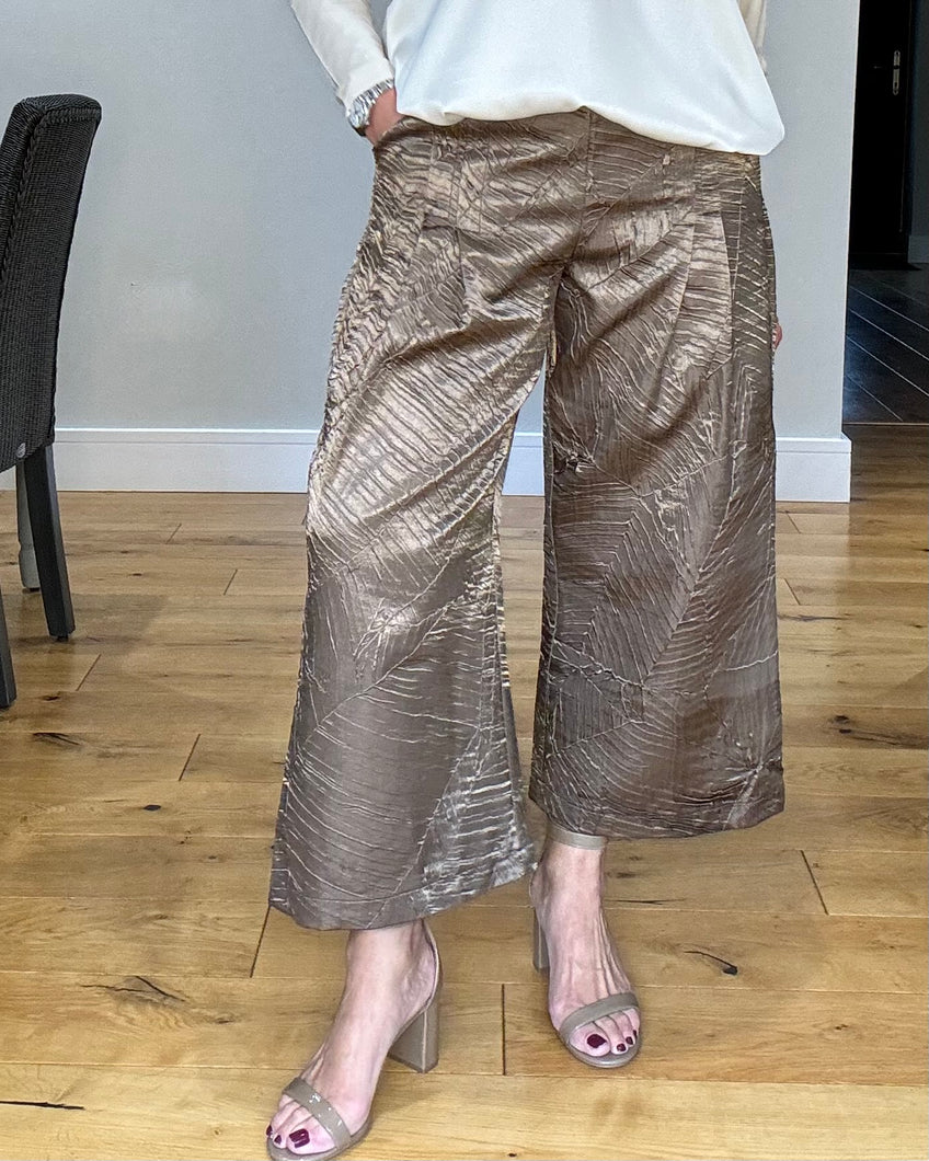 Malissa J Textured Satin Trousers - Bronze