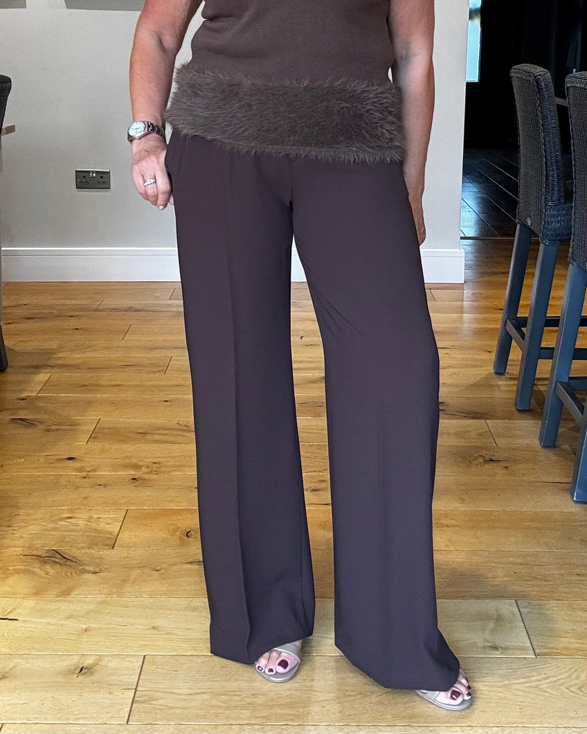 Jennifer  Crepe Trouser - Chocolate